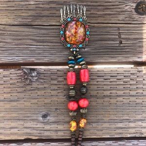 African Beaded Necklace with Gemstones